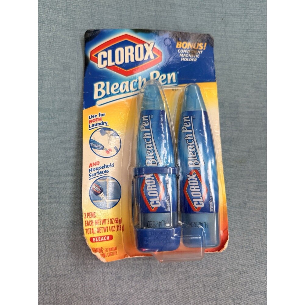 Clorox Bleach Pens Dual Tip Laundry & Household 2oz Each Magnetic Holders